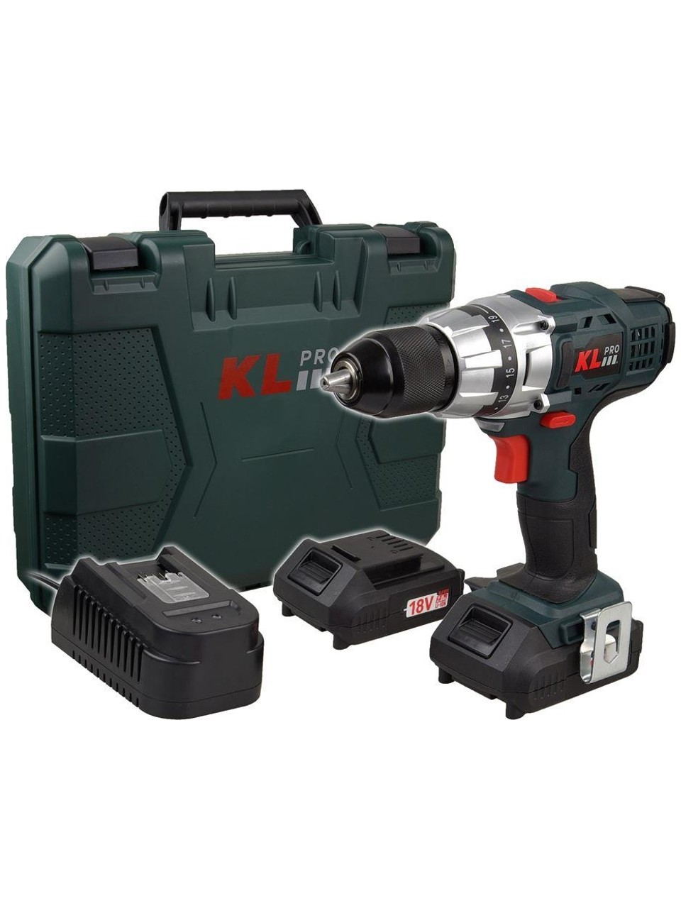 KL Pro 18VOLT/2,0AH Li-Ion Çift Akülü Profesyonel Darbesiz Matkap 40 Nm