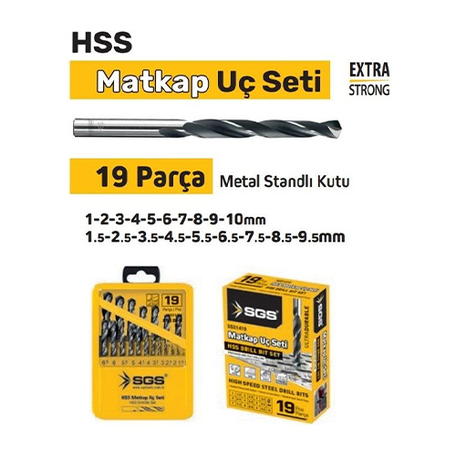 Sgs 19 Parça Hss Matkap Ucu Seti