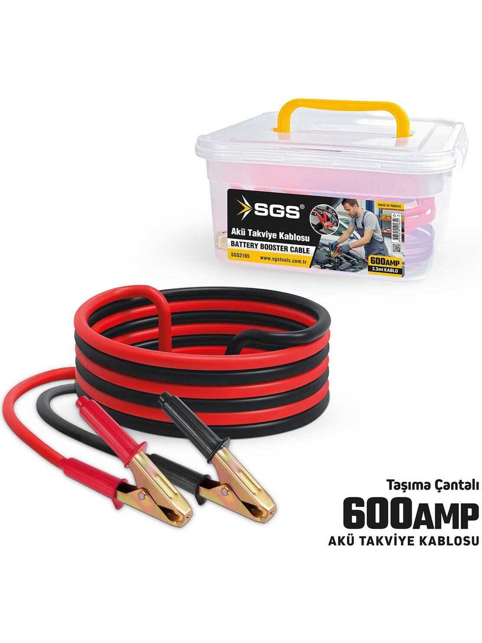 Sgs 2165 600 Amper Akü Takviye Kablosu 2.3mt Çantalı 12V Profesyonel Araç Takviye Seti