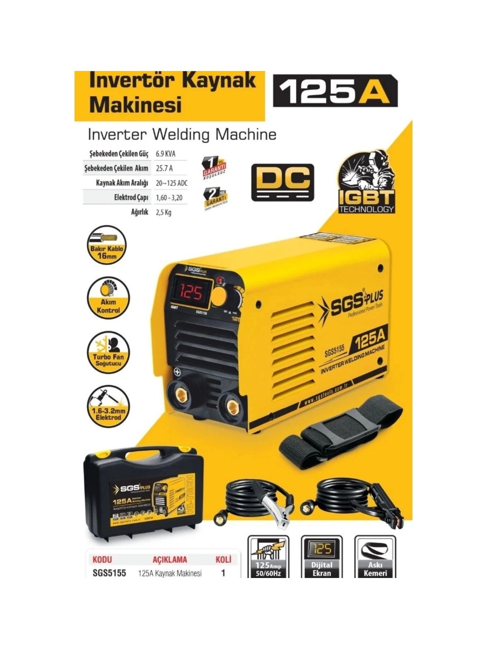 Sgs 5155 Invertör Kaynak Makinesi 125A