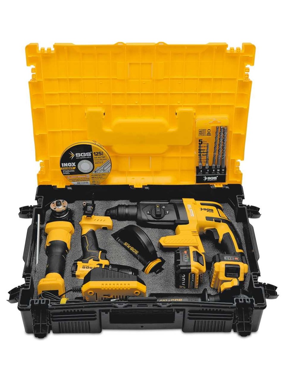Sgs 5450 Kömürsüz Akülü Taşlama - Matkap - Kırıcı/Delici 3'lü Kombo Set Çantalı Yüksek Tork ve Ergonomik Tasarım
