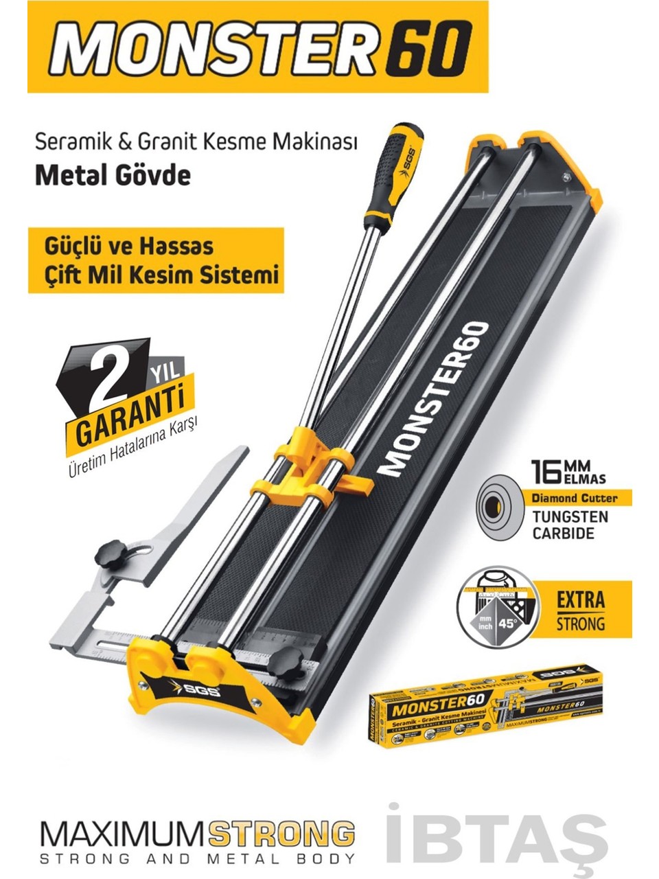 SGS Profesyonel Fayans Granit Kesme Makinesi 60 Cm Metal Gövde